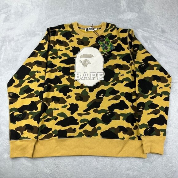 Bape A Bathing Ape NWT Men's Size XL 1st Green Camo Crewneck Big Embroidery - Picture 1 of 14